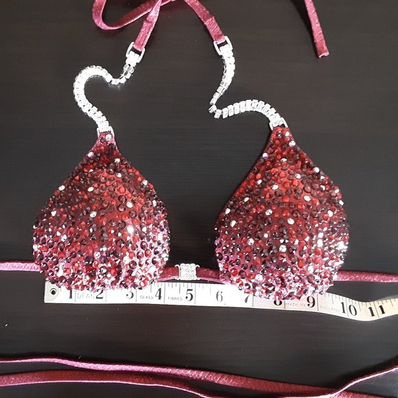 COMPETITION BIKINI SUIT USED "Red Cranberry" - Picture 3 of 8